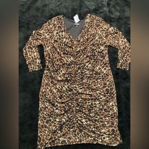Ladies Long Sleeve Sheer Animal Print DRESS New with Tags